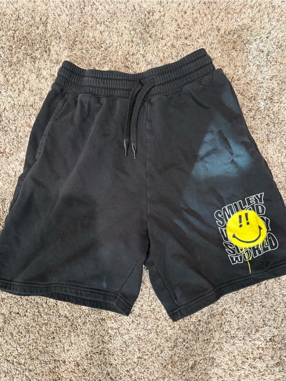 H&M Black Kids Shorts with Yellow Smiley Patch